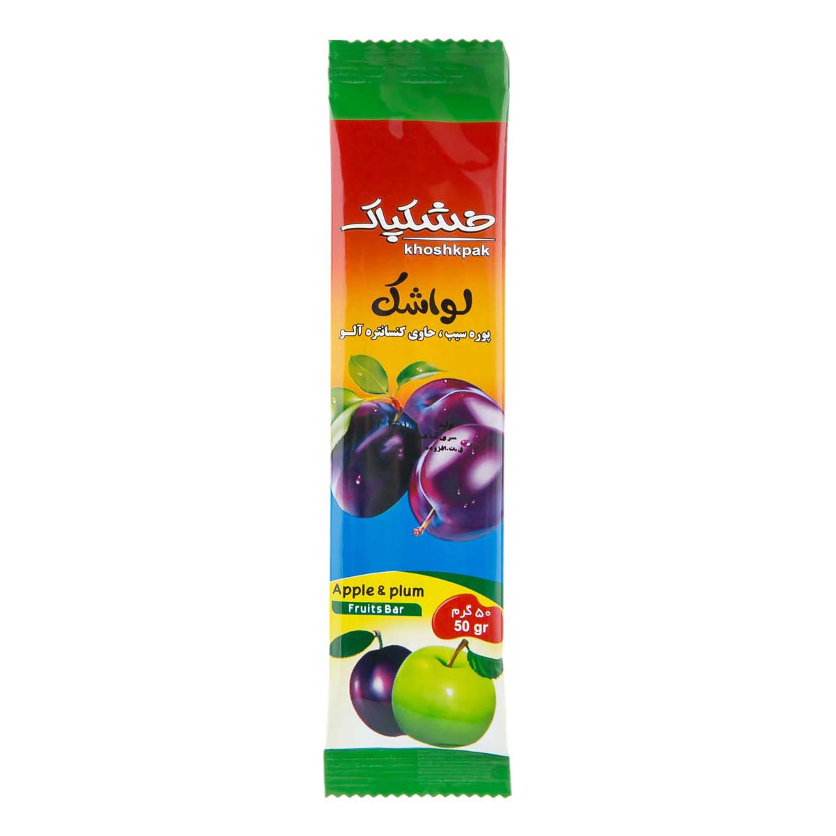 لواشک پوره سیب حاوی کنسانتره آلو 50 گرمی خشکپاک