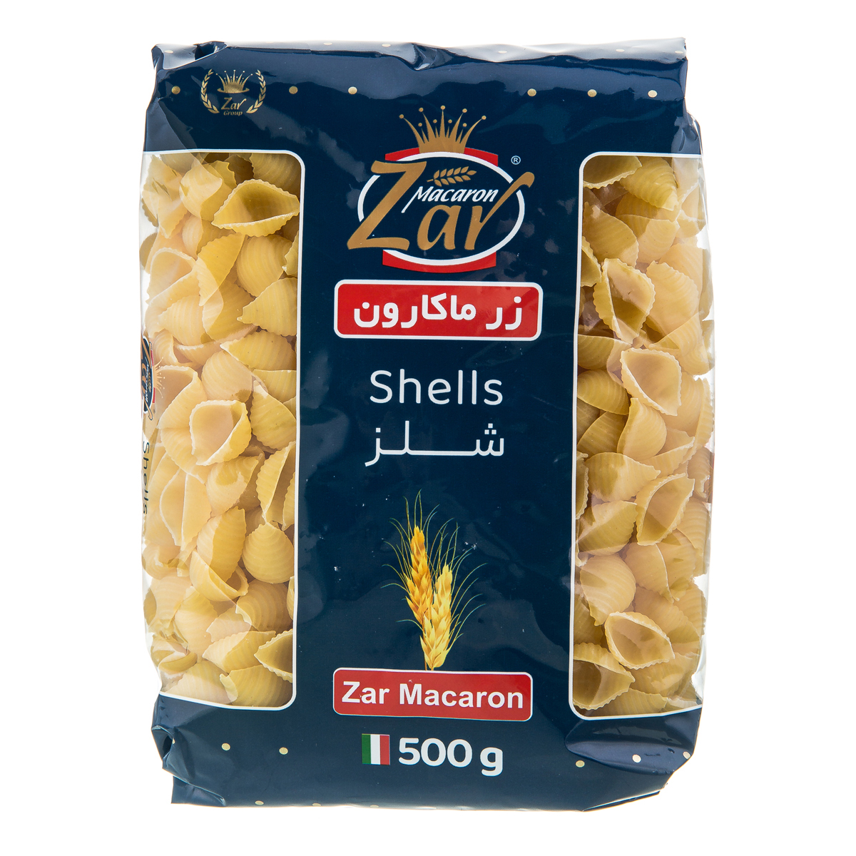 ماکارونی شلز 500 گرمی زر ماکارون